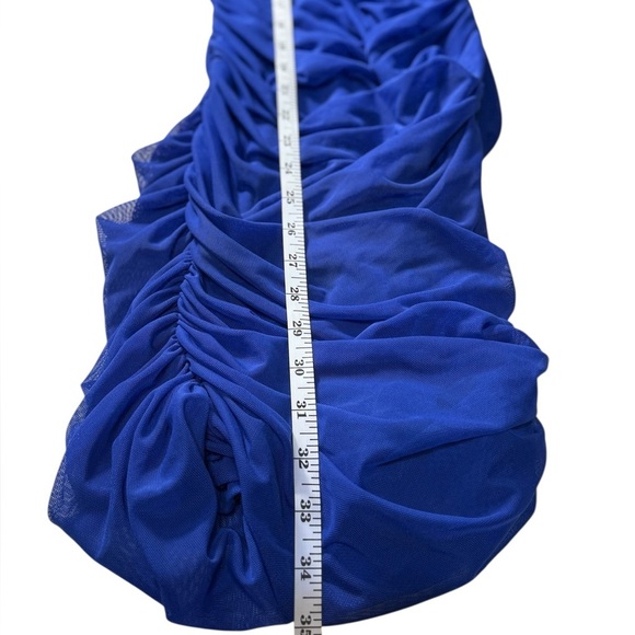 Emprada Kat Royal Blue Mesh Off Shoulder Dress size small - Picture 17 of 17